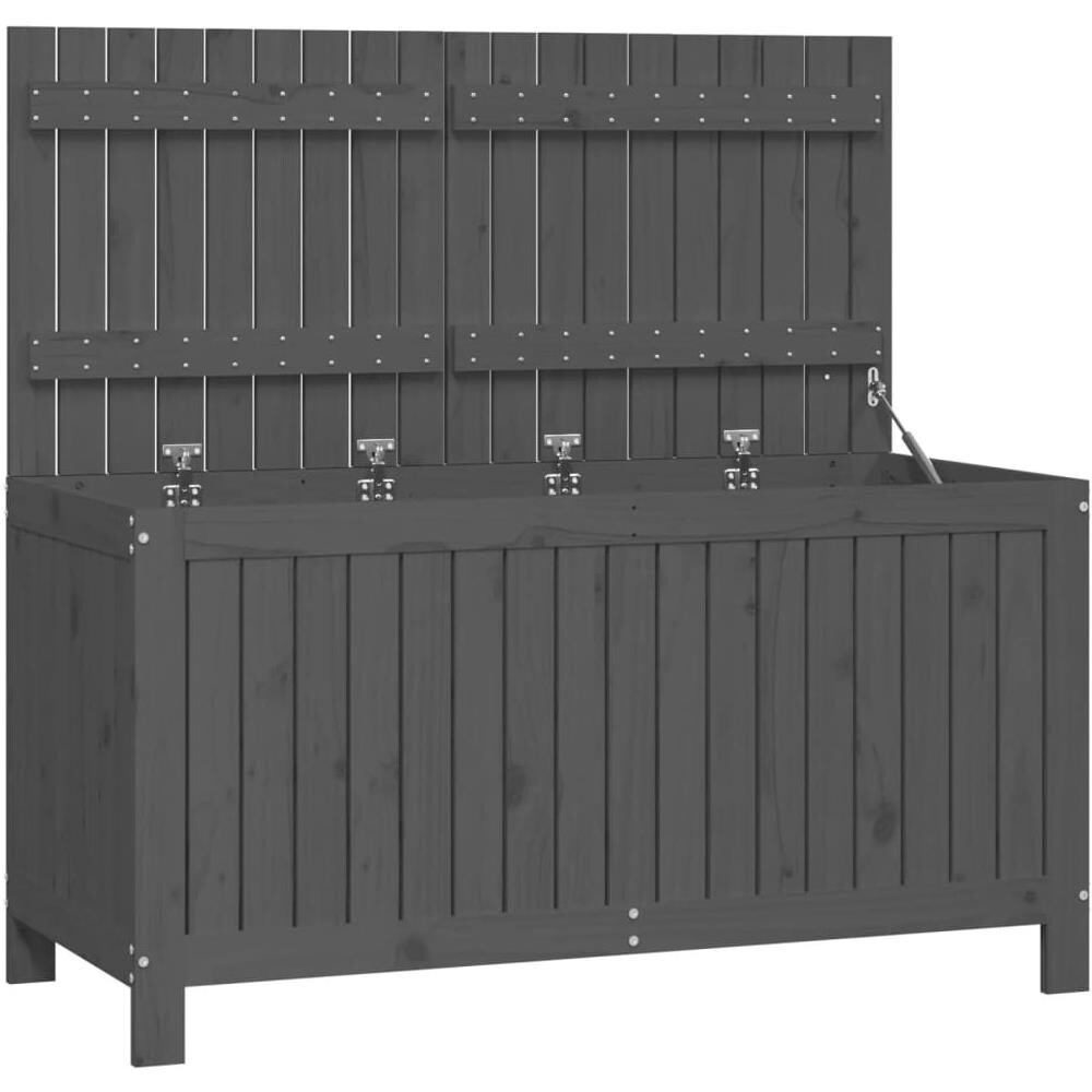 Contenitore Da Giardino Grigio 121x55x64 Cm Legno Massello Pino - Foto 1