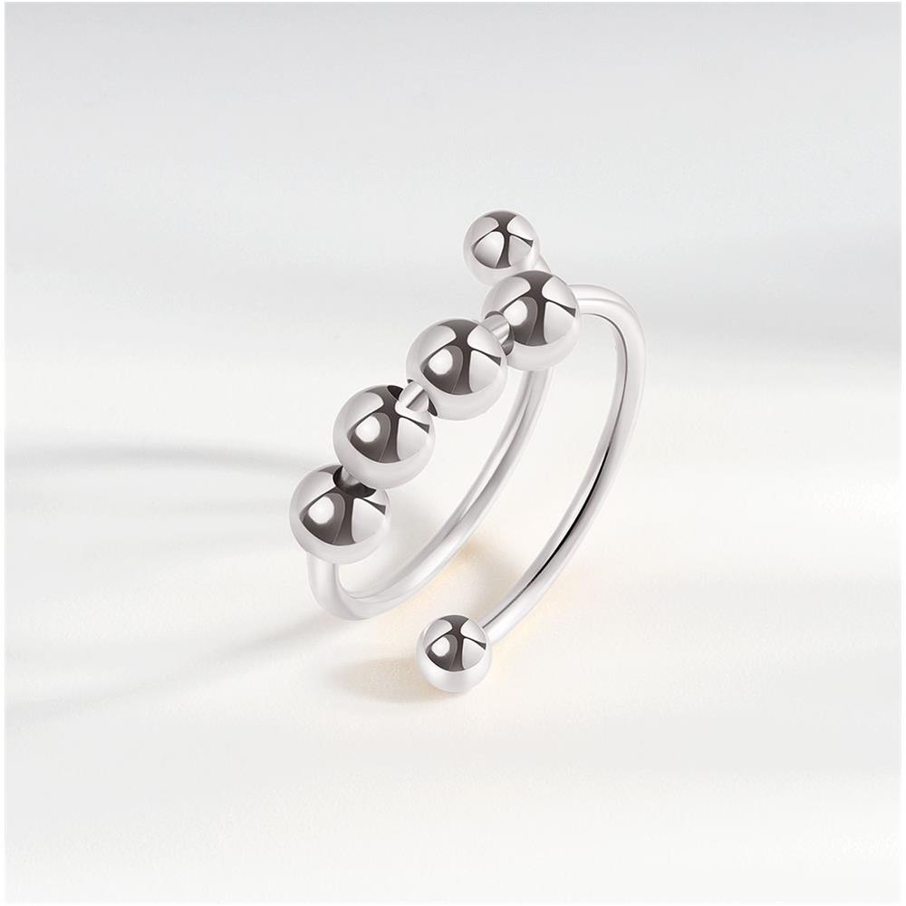 Anelli Antistress Regolabili Con Perline Girevoli, Confezione Da 3 Silver S - Foto 2