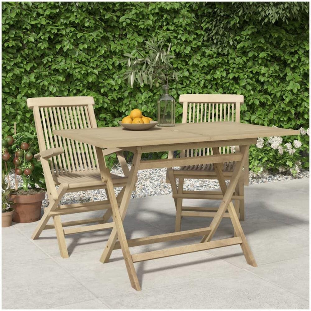 Tavolo Da Giardino Pieghevole Grigio120x70x75 Cm Massello Teak - Foto 1