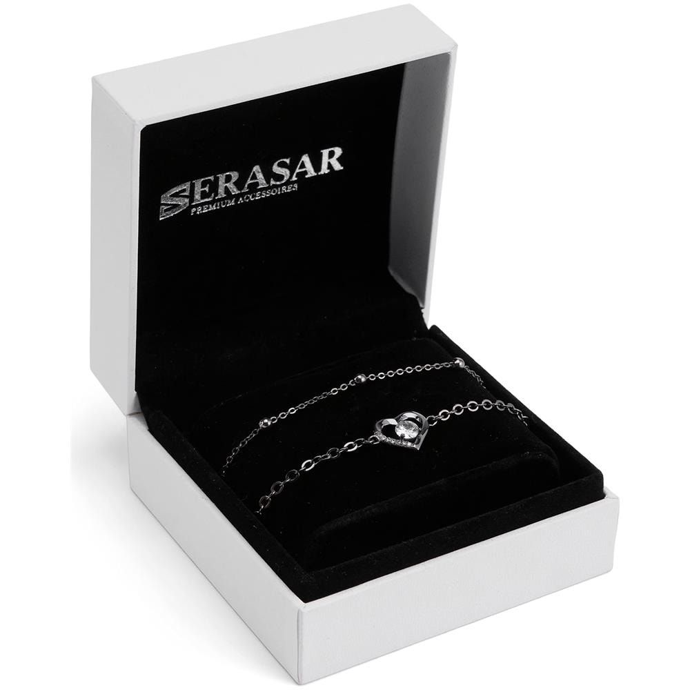 Cavigliera in Argento Sterling, ""Heart"", Nero - Foto 2