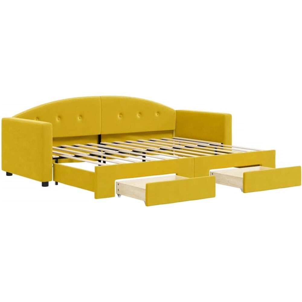 Divano Letto Estraibile Con Cassetti Giallo 80x200cm In Velluto - Foto 2