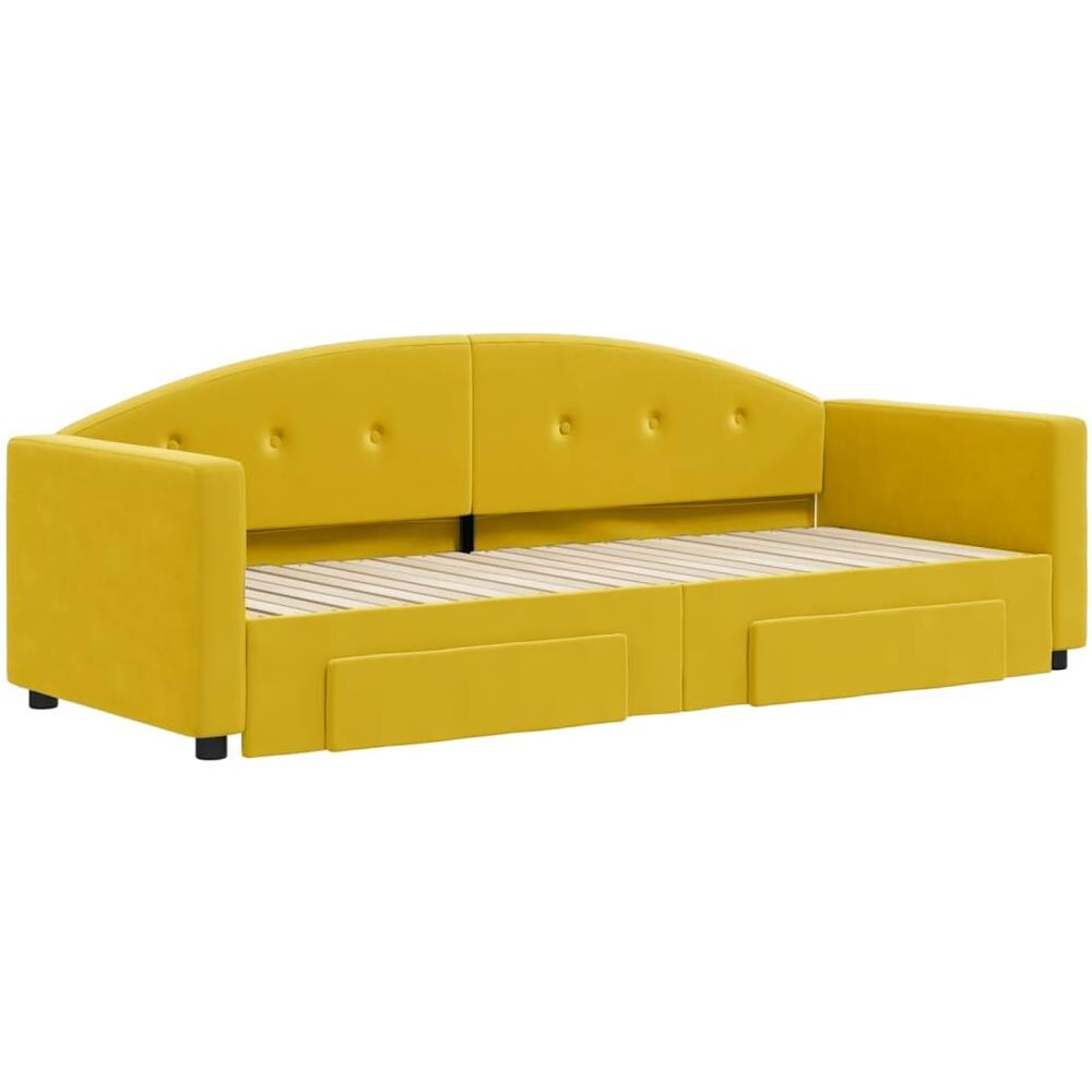 Divano Letto Estraibile Con Cassetti Giallo 80x200cm In Velluto - Foto 3