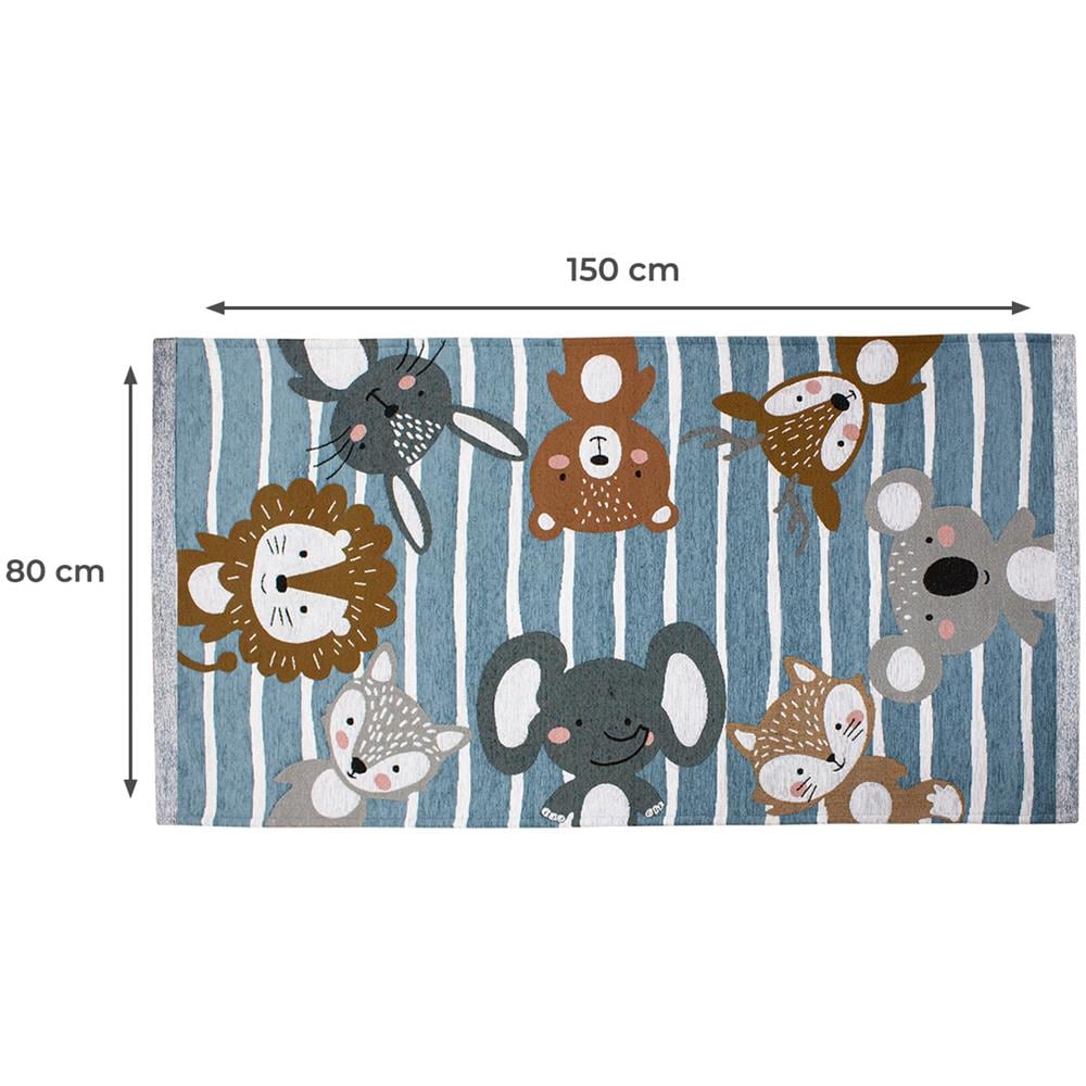 Tappeto Arredo E Gioco Antiscivolo Per Cameretta Bambini Disegno Animalii 80x150 Azzurro Topazio - Foto 5