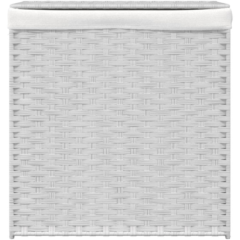Cesto Portabiancheria 2 Sezioni Bianco 53x35x57 Cm Polyrattan - Foto 3