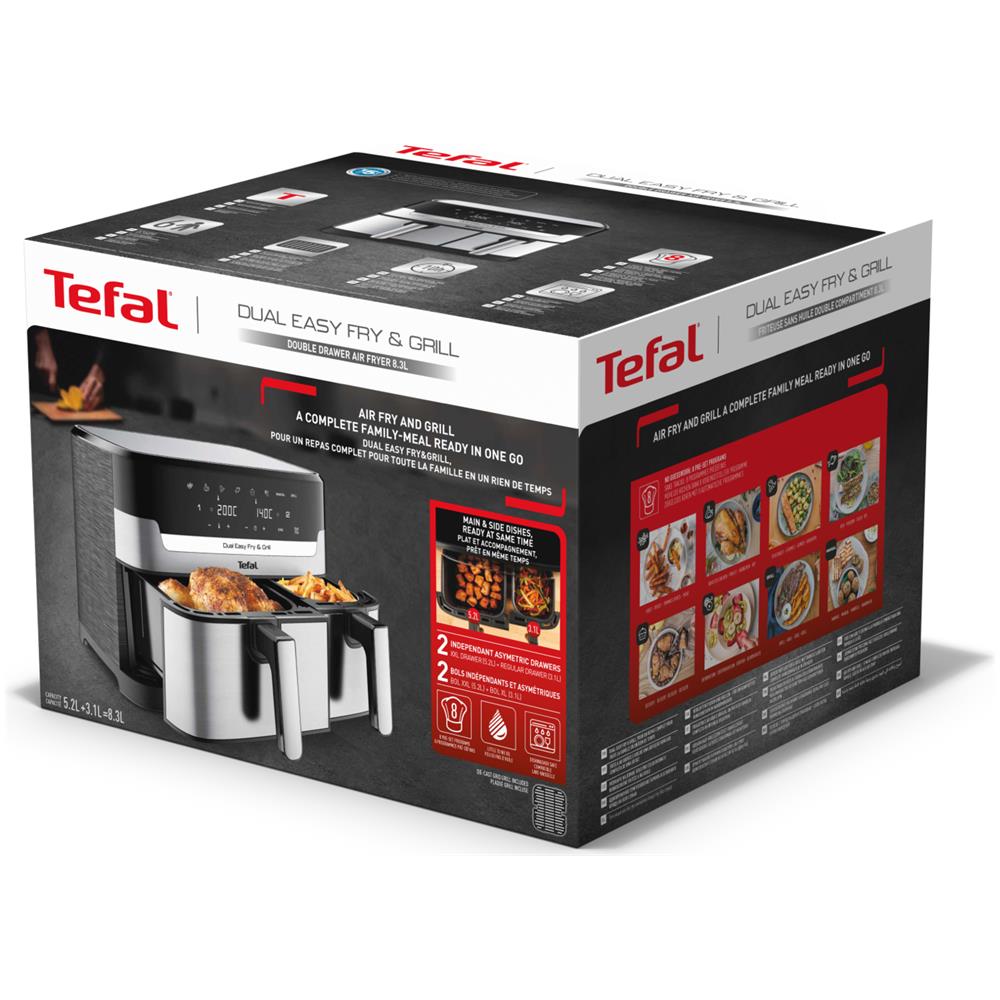 Dual Easy Fry & Grill EY905D Doppia 8,3 L Indipendente 2700 W Friggitrice ad aria calda Acciaio inox - Foto 17