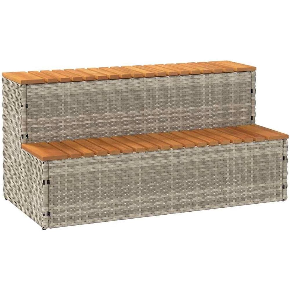 Bordo per Vasca Idromassaggio Grigio Polyrattan&Massello Acacia - Foto 1
