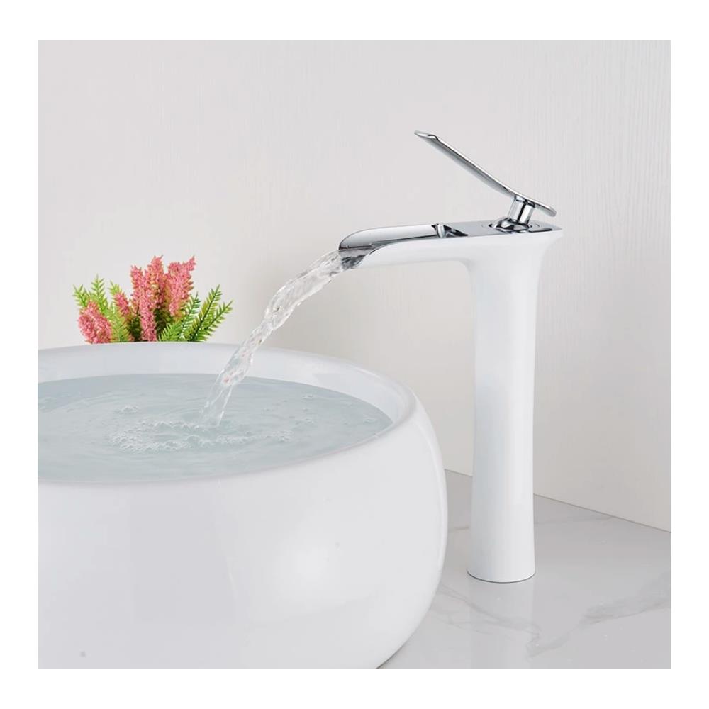 Rubinetto per lavabo da bagno, Blackswan, Cascada tipo M56, modello bianco /cromo, misura 29 cm - Foto 2