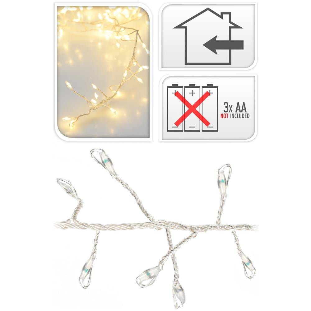 Ghirlanda 100 Microled Lineari Luci Bianco Caldo A Batteria Luci Di Natale Addobbi Presepi - Foto 1