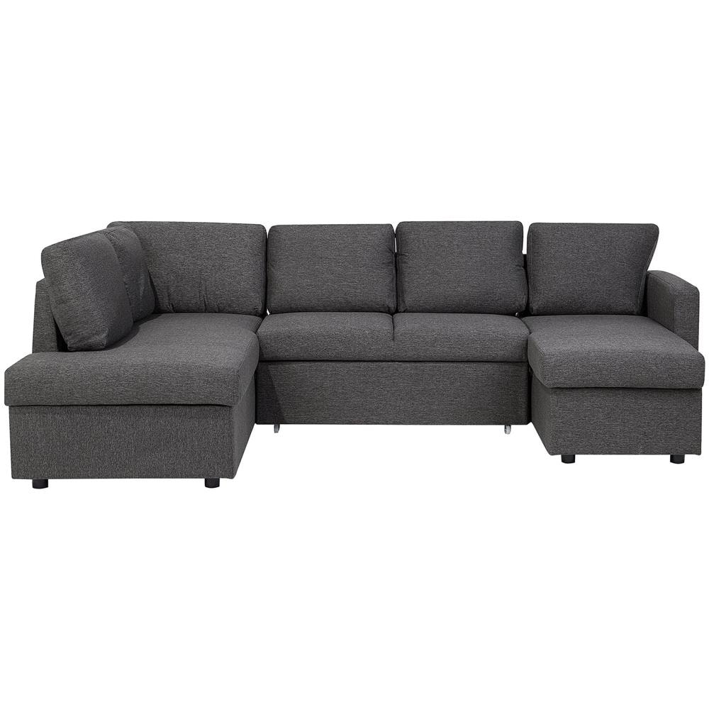 Divano Letto Angolare Contenitore In Tessuto Grigio Scuro Karrabo - Foto 1