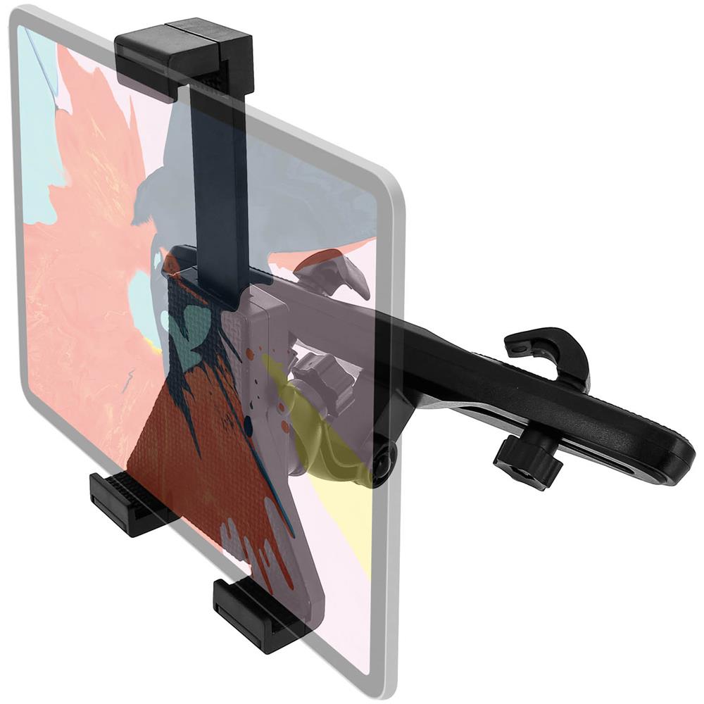 Supporto Auto Tablet 90 A 170 Mm Fissaggio Poggiatesta Rotante Nero - Foto 5