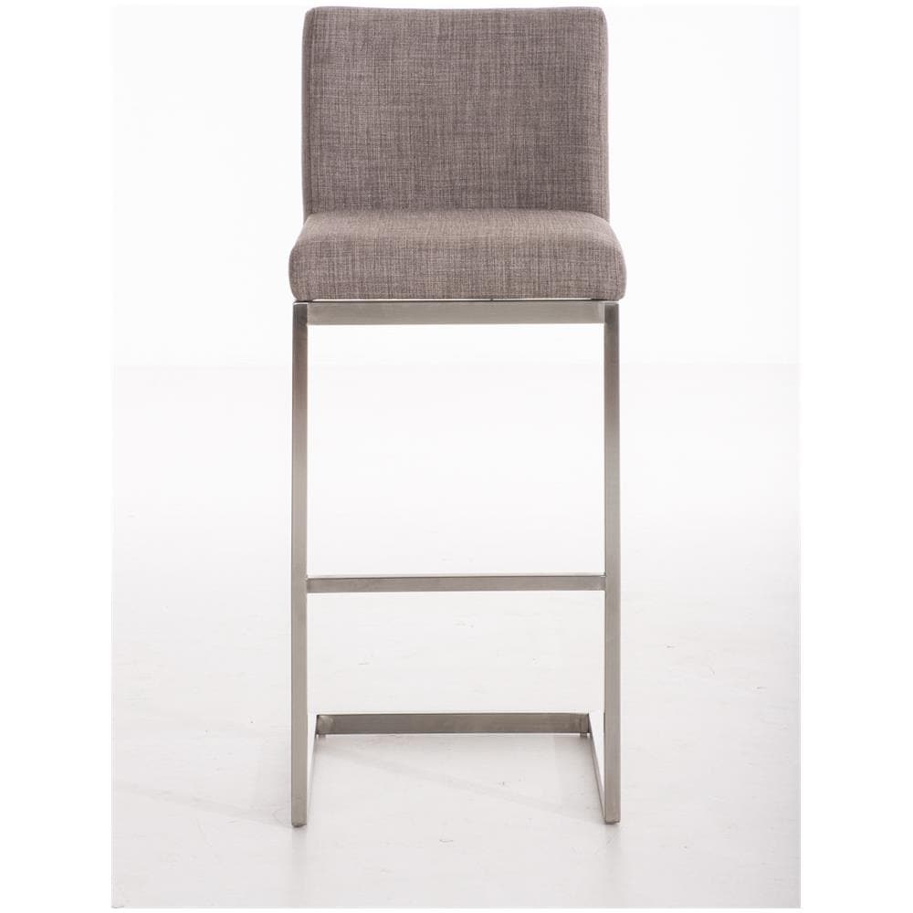 Sgabello Alto in Acciaio Inox Paros in Stoffa I Sgabello Bar Imbottito Seduta 77 CM I Sedia Cucina Design con Schienale E Poggiapiedi Grigio - Foto 2
