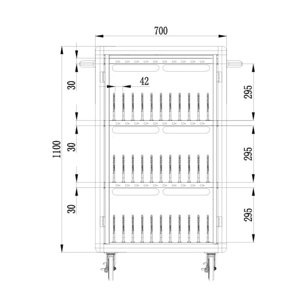 I-CABINET-30DUTY - Carrello Stazione di Ricarica USB Ventilato 30 Notebook /Tablet /Smartphone Bianco /Blu - Foto 10