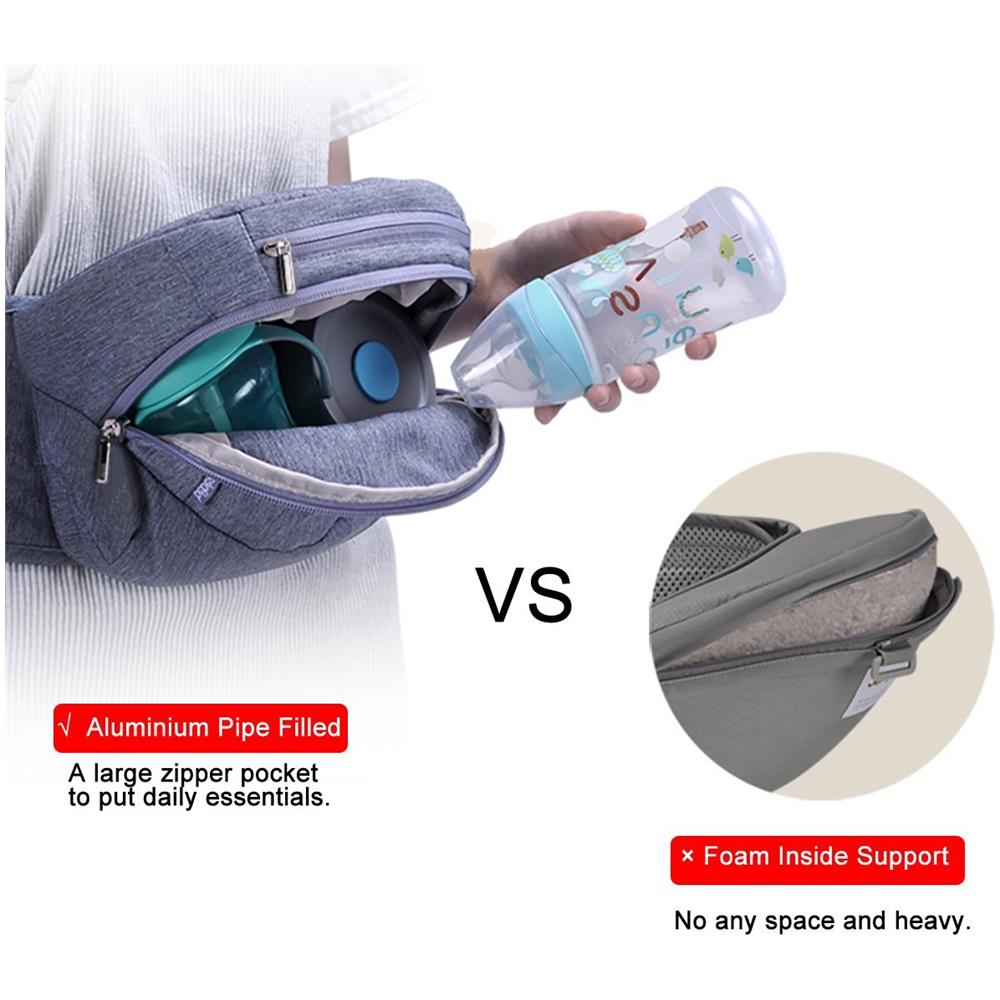 Bebamour Marsupio Hip Sedile Pieghevole Marsupio 0-36 Mesi Seggiolino 3 In 1 Elemento Portante Di Bambino Appena Nato Al Bambino Sedile (grigio Chiaro)  - Foto 2