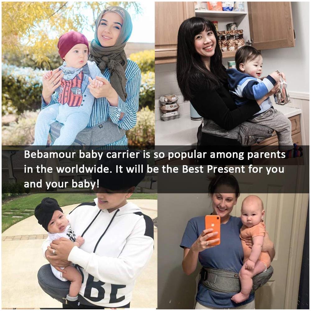 Bebamour Marsupio Hip Sedile Pieghevole Marsupio 0-36 Mesi Seggiolino 3 In 1 Elemento Portante Di Bambino Appena Nato Al Bambino Sedile (grigio Chiaro)  - Foto 4
