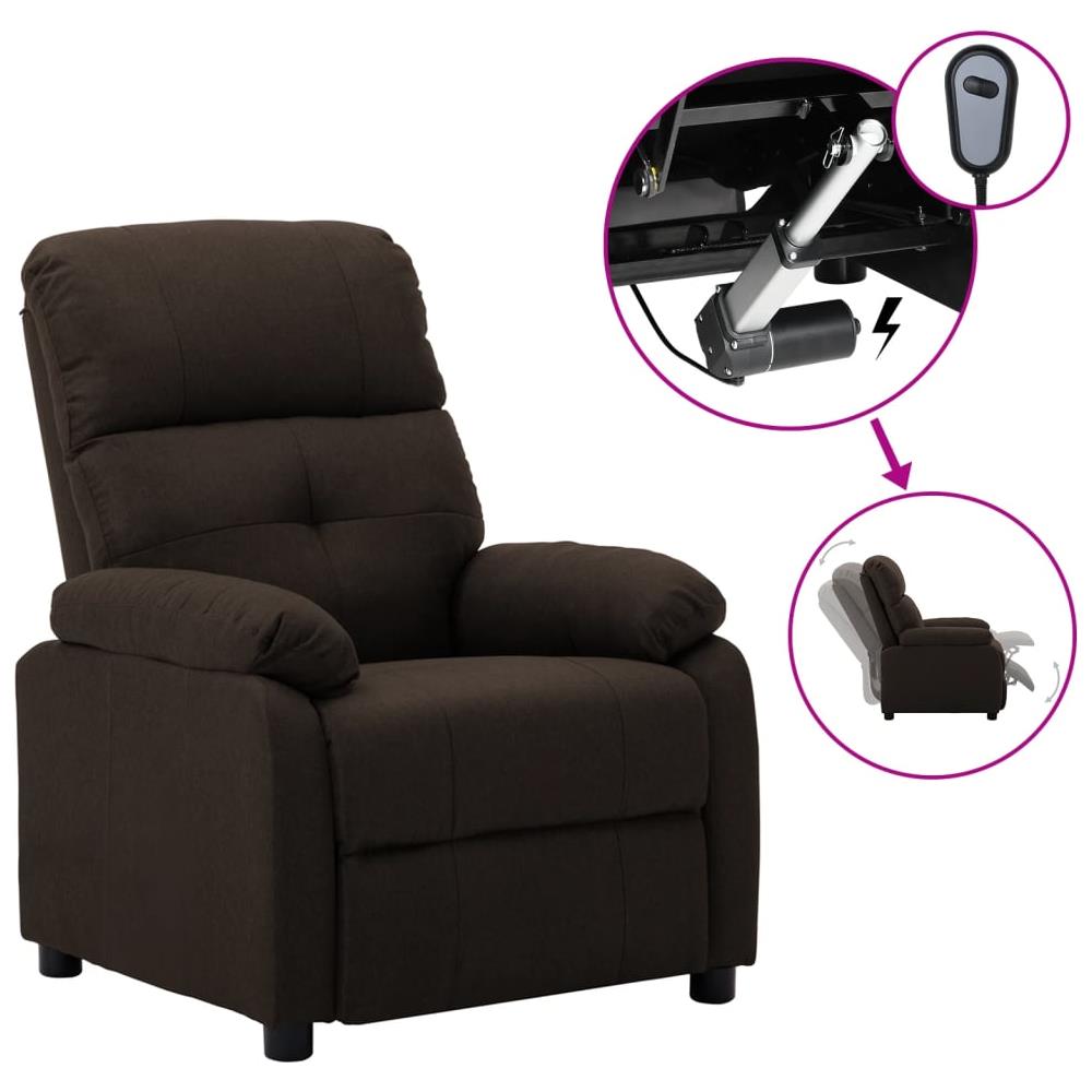 Poltrona Elettrica Reclinabile Marrone Scuro in Tessuto - Foto 1