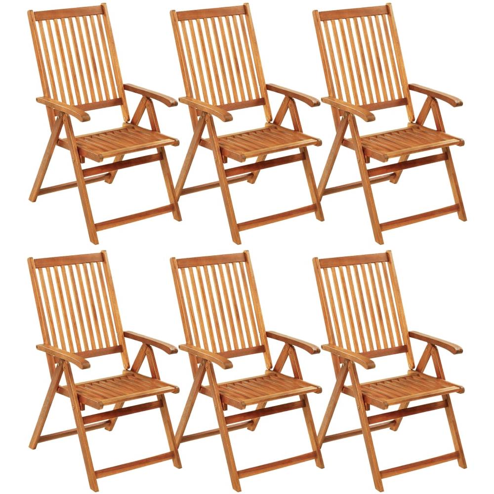 Sedie da Giardino Pieghevoli 6 pz con Cuscini Massello Acacia - Foto 3