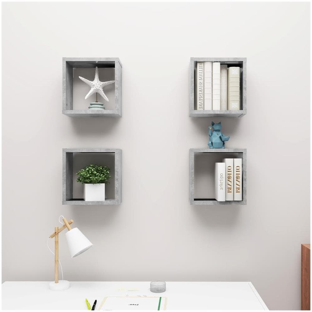 Mensole Parete a Cubo 4 pz Grigio Cemento 30x15x30 cm - Foto 3