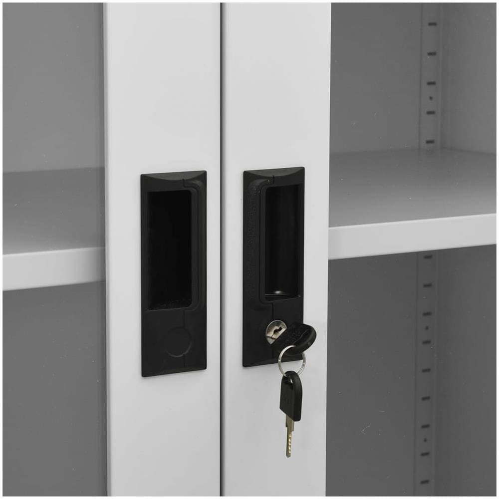 Armadio per Ufficio Grigio Chiaro 90x40x180 cm Acciaio e Vetro - Foto 2