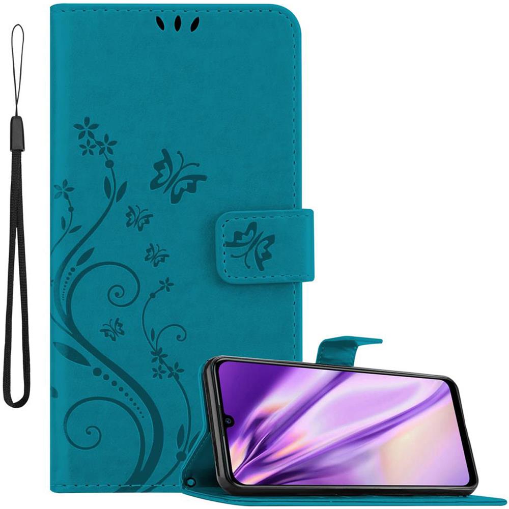 Custodia Compatibile Con Honor 10 Lite /p Smart 2019 In Blu Fiore - Coperchio Protettivo In Design Floreale Con Chiusura Magnetica, Funzione Stand E Slot Per Carte - Foto 1