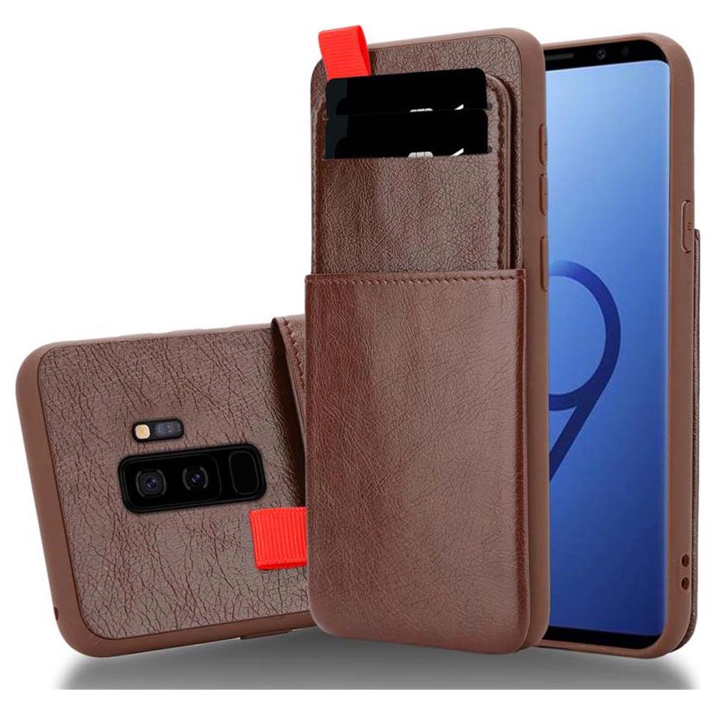 Custodia Compatibile Con Samsung Galaxy S9 Plus In Marrone Rovere - Coperchio Protettivo In Silicone Tpu E Copertura In Finta Pelle, Con Scomparto E Slot Per Carte Di Credito Estraibili - Foto 1