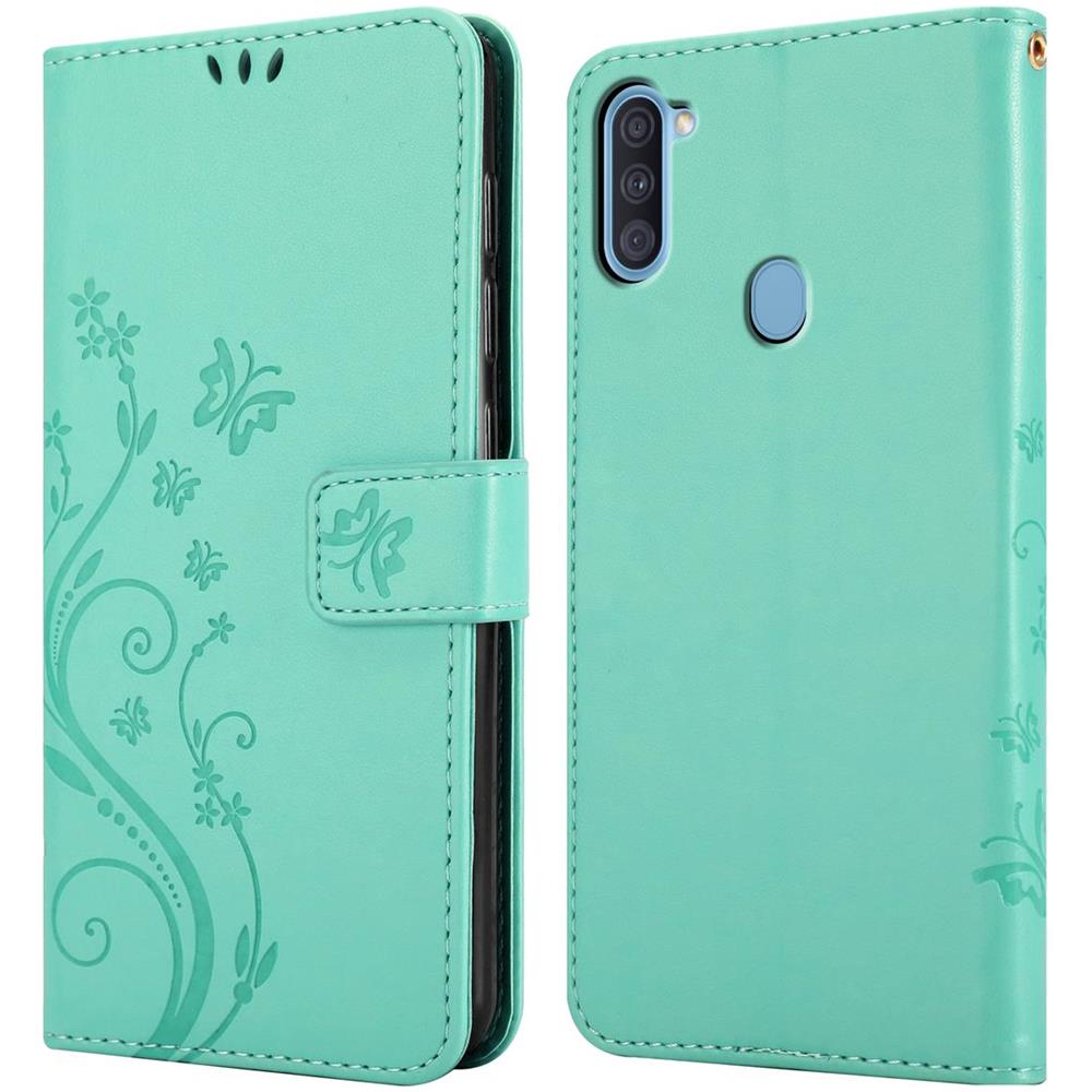 Cadorabo Custodia Compatibile Con Samsung Galaxy A11 / M11 In Turchese Fiore - Coperchio Protettivo In Design Floreale Con Chiusura Magnetica, Funzione Stand E Slot Per Carte - Foto 7