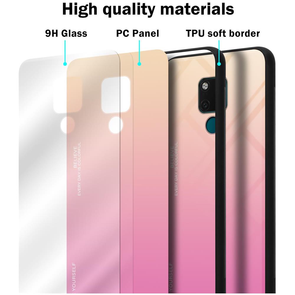 Custodia Compatibile Con Huawei Mate 20 In Giallo - Rosa - Coperchio Protettivo Bicolore In Vetro Temperato E Silicone Tpu - Foto 7