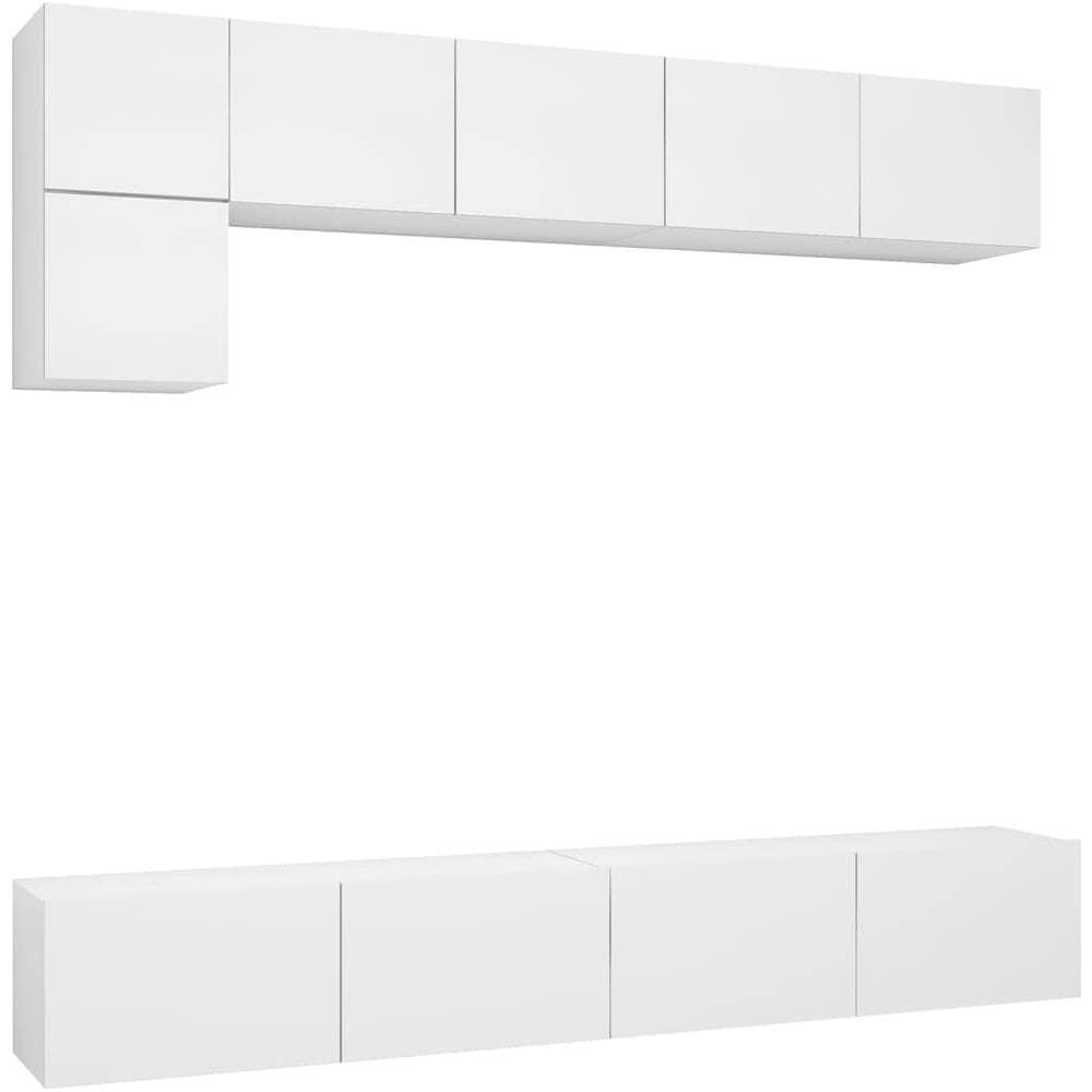 Set Mobili Porta TV 5 pz Bianco in Legno Multistrato - Foto 1