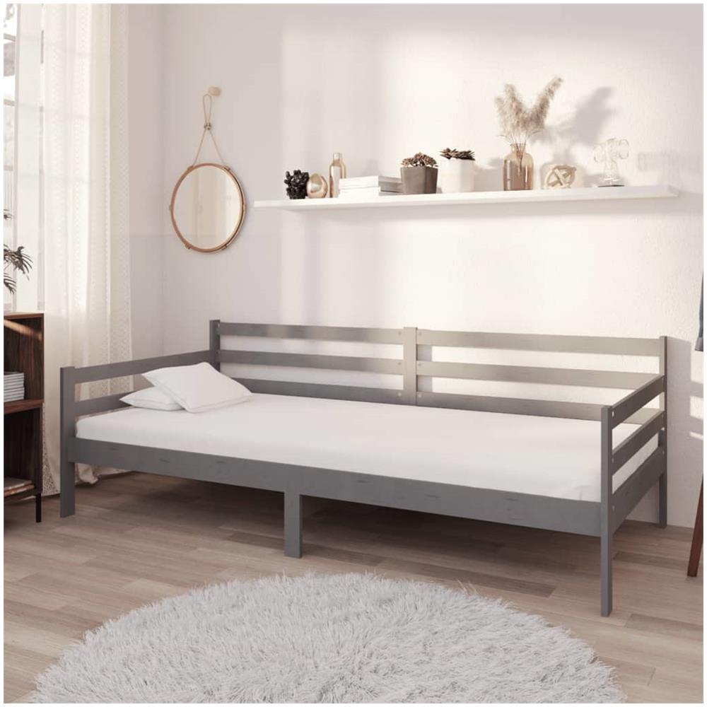 Divano Letto Con Materasso 90x200 Cm Grigio In Massello Di Pino - Foto 1