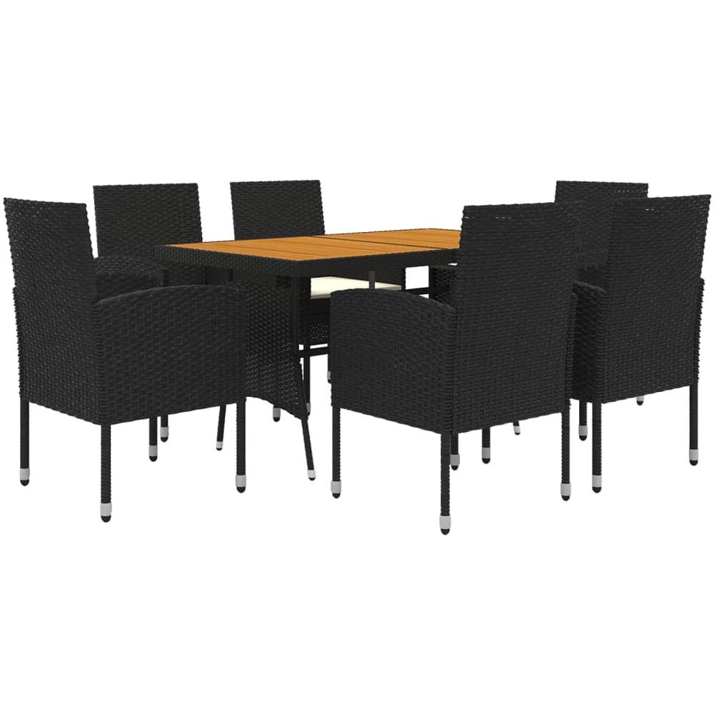 Set Da Pranzo Per Esterni 7 Pz In Polyrattan Nero - Foto 2