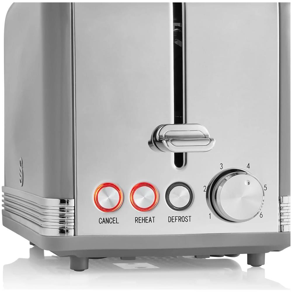 Tostapane A Fessura St19010grneu Retro Larga 2 Fette 3 Funzioni 6 Livelli Tostatura Vintage 800W Colore Grigio - Foto 2