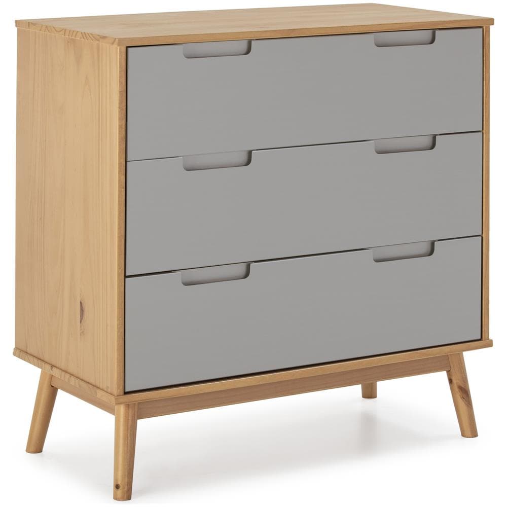 Cassettiera Bruce 3 Cassetti, Legno Massiccio, 80 Cm (larghezza) 40 Cm (profondità) 83 Cm (altezza) - Foto 1