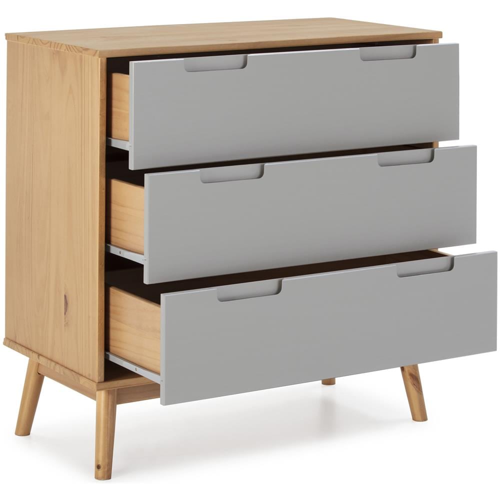 Cassettiera Bruce 3 Cassetti, Legno Massiccio, 80 Cm (larghezza) 40 Cm (profondità) 83 Cm (altezza) - Foto 2