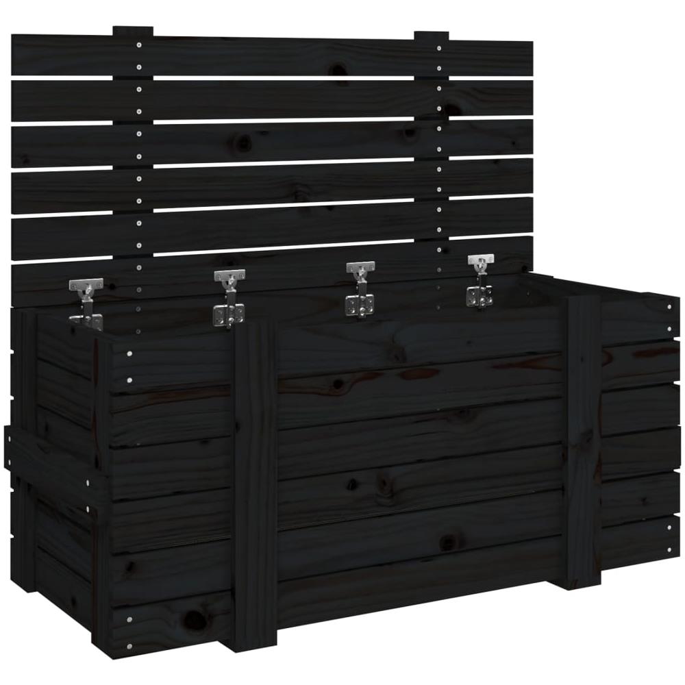 Contenitore Portaoggetti Nero 91x40,5x42 Cm Legno Massello Pino - Foto 2