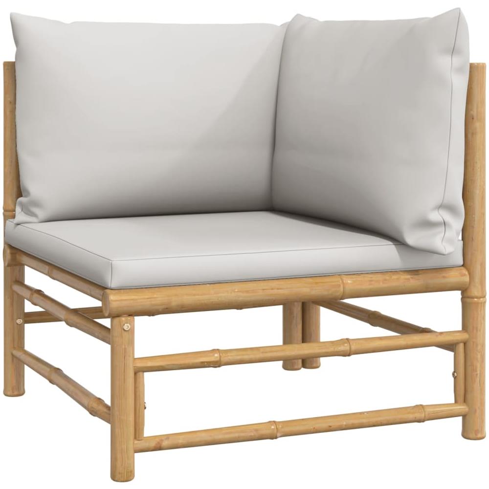 Set Salotto da Giardino 2pz con Cuscini Grigio Chiaro Bambù - Foto 9