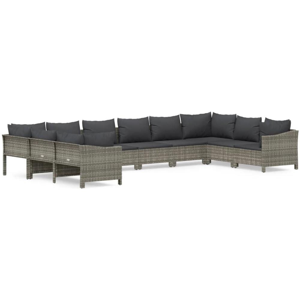 Set Divani Da Giardino 10 Pz Con Cuscini In Polyrattan Grigio - Foto 2