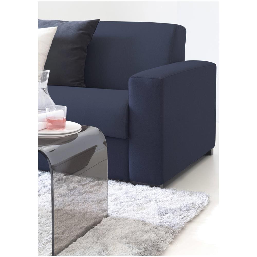 Divano Fisso Nicoletta, Divano Ad Angolo, 100% Made In Italy, Sofà Soggiorno, Con Penisola Contenitore Reversibile, In Tessuto Imbottito, Con Braccioli Standard, Cm 280x95h90, Blu - Foto 4