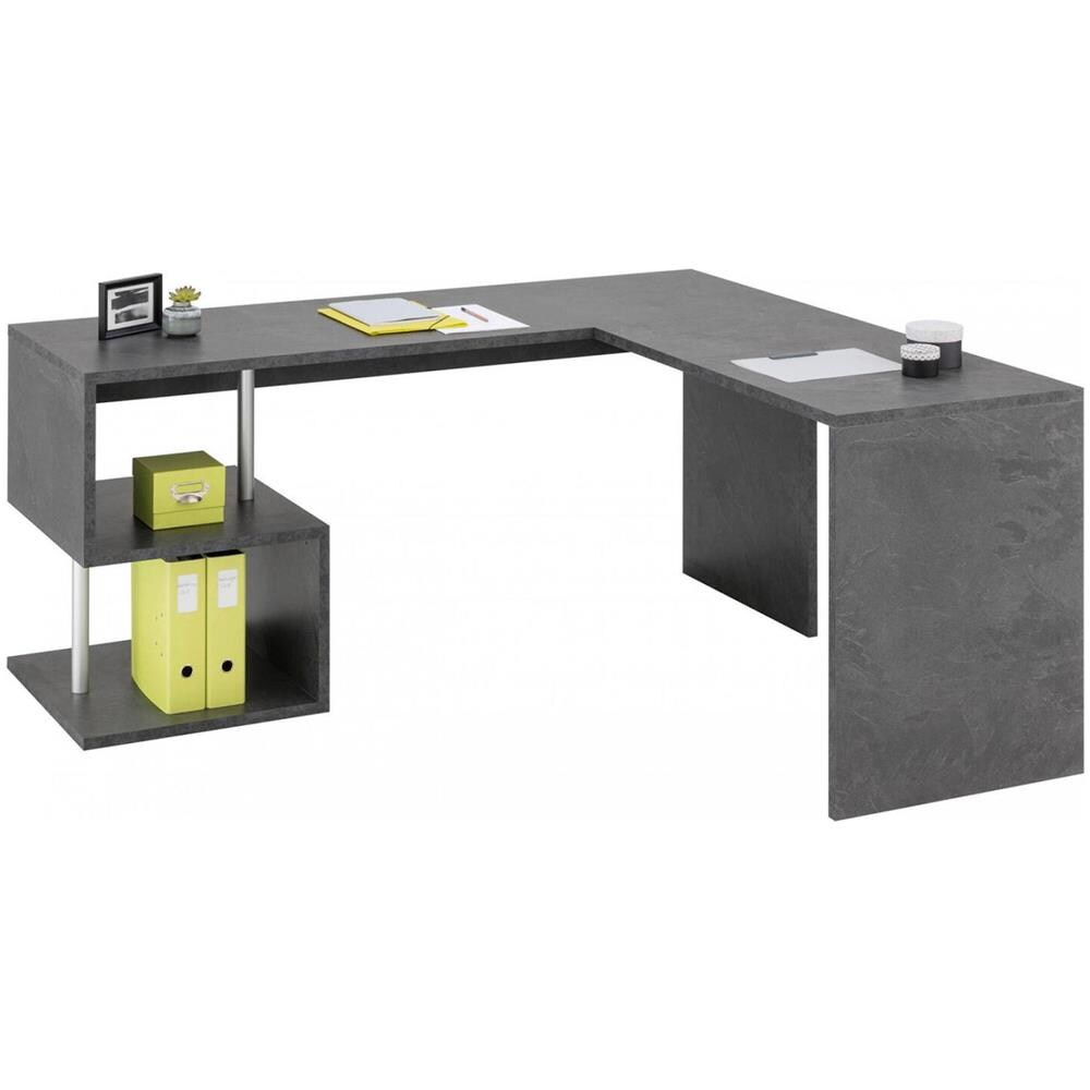 Scrivania Sasha, Scrittoio Angolare Porta Pc, Tavolo Multiuso Per Ufficio, Scrivania Salvaspazio Multiposizione, 100% Made In Italy, Cm 160x60h78, Ardesia - Foto 4
