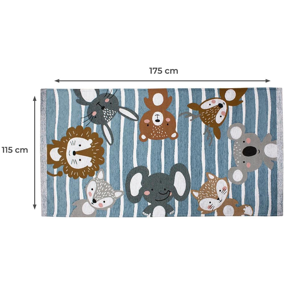 Tappeto Arredo E Gioco Antiscivolo Per Cameretta Bambini Disegno Animalii 115x175 Azzurro Topazio - Foto 5