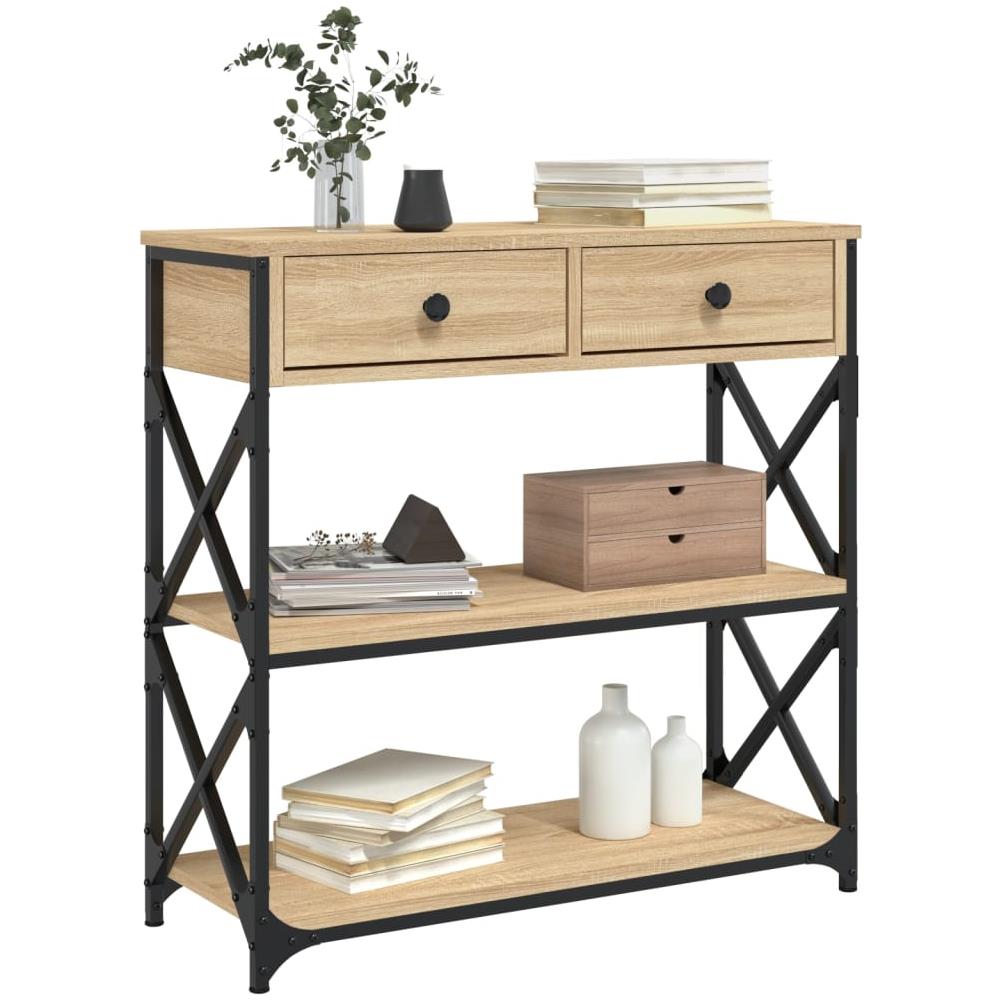 Tavolino Consolle Rovere Sonoma 75x28x75cm In Legno Multistrato - Foto 3