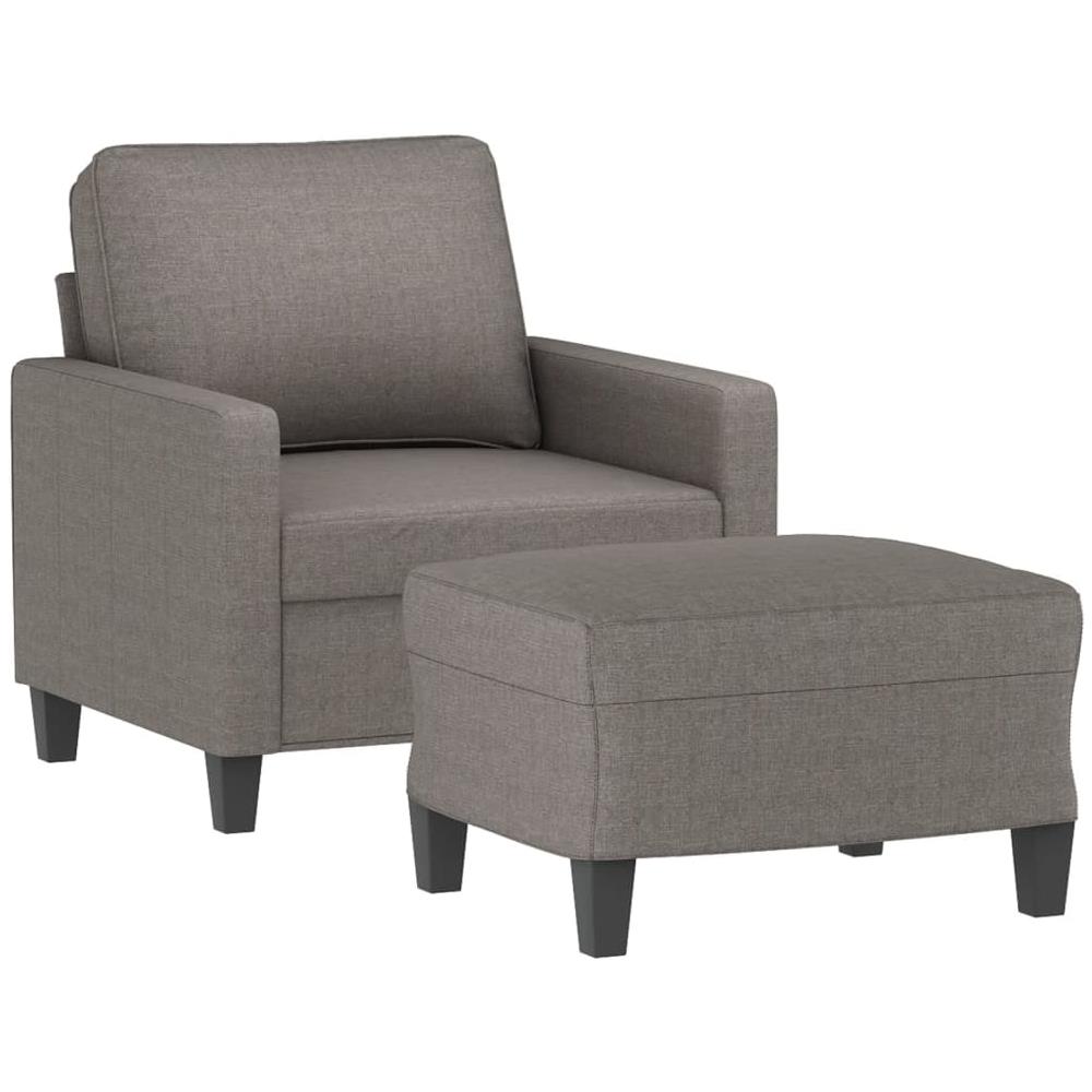 Poltrona Con Poggiapiedi Tortora 60 Cm In Tessuto - Foto 1