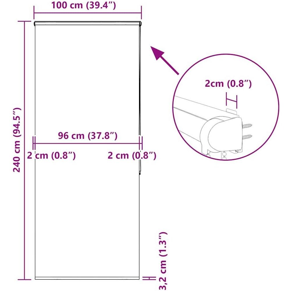 Tenda a Rullo Doccia Cassonetto 100x240 cm Larghezza Tessuto - Foto 10