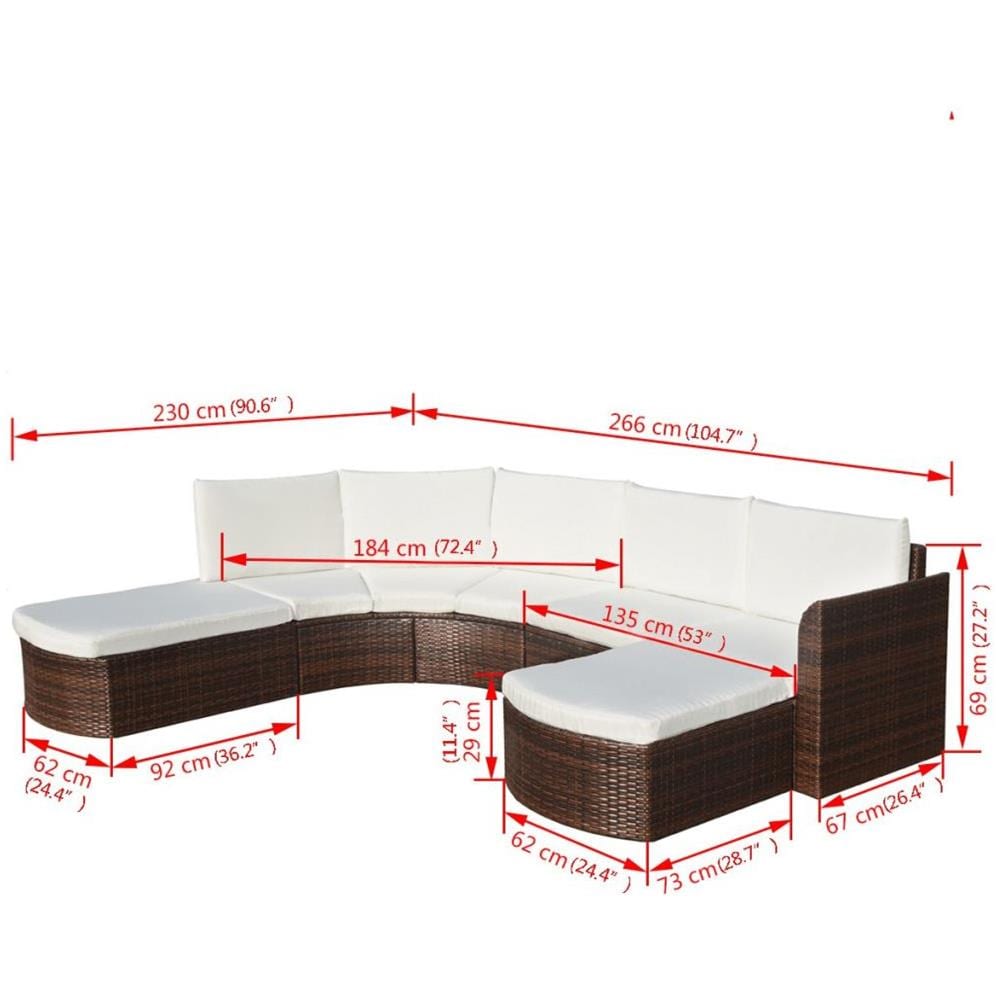 Set Divani Da Giardino 16 Pezzi In Polyrattan Marrone - Foto 6