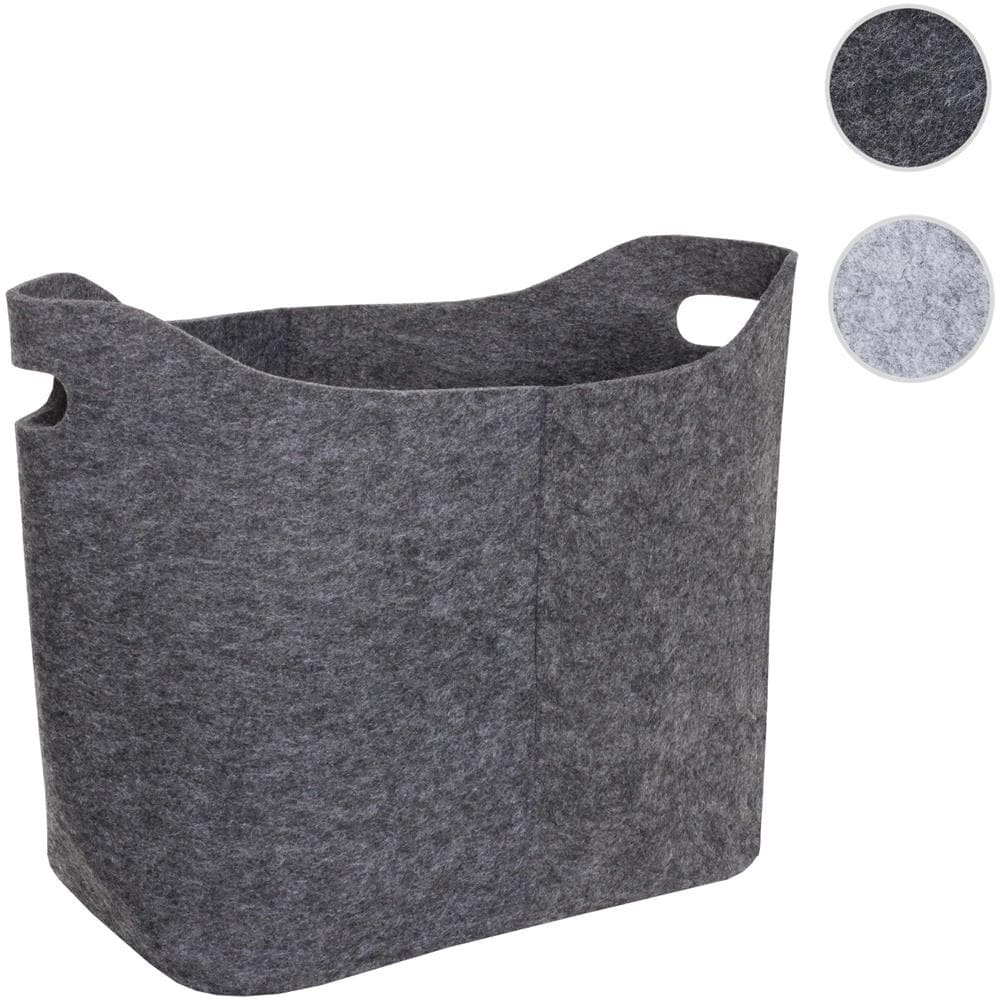 Cesto Portaoggetti In Feltro Grigio 32x27x23 Cm Con Manici, Contenitore Quadrato Pieghevole Per Giocattoli, Vestiti E Libri