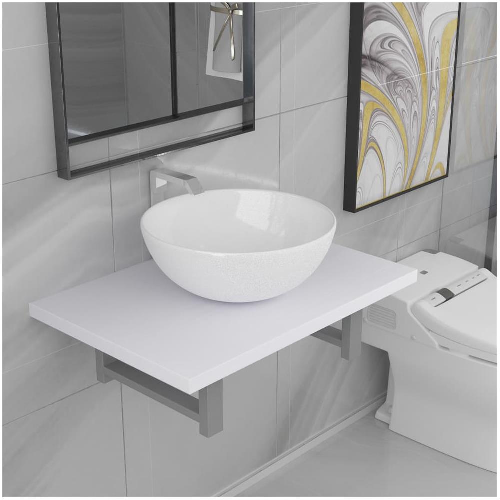 Set Mobili Da Bagno 2 Pz Ceramica Bianco - Foto 1