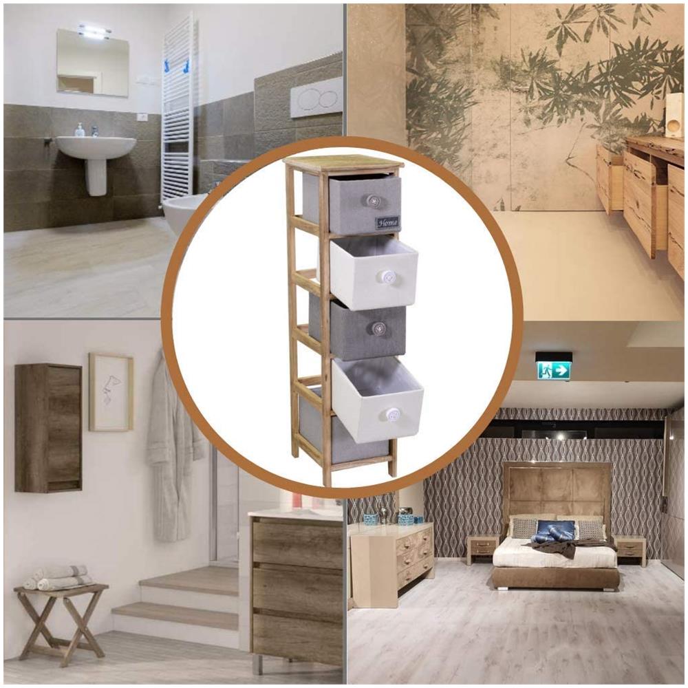 in Legno Bianco Design Moderno con 5 Cassetti 26x32x98h PiuShopping Mobiletto Bagno Cassettiera Salvaspazio