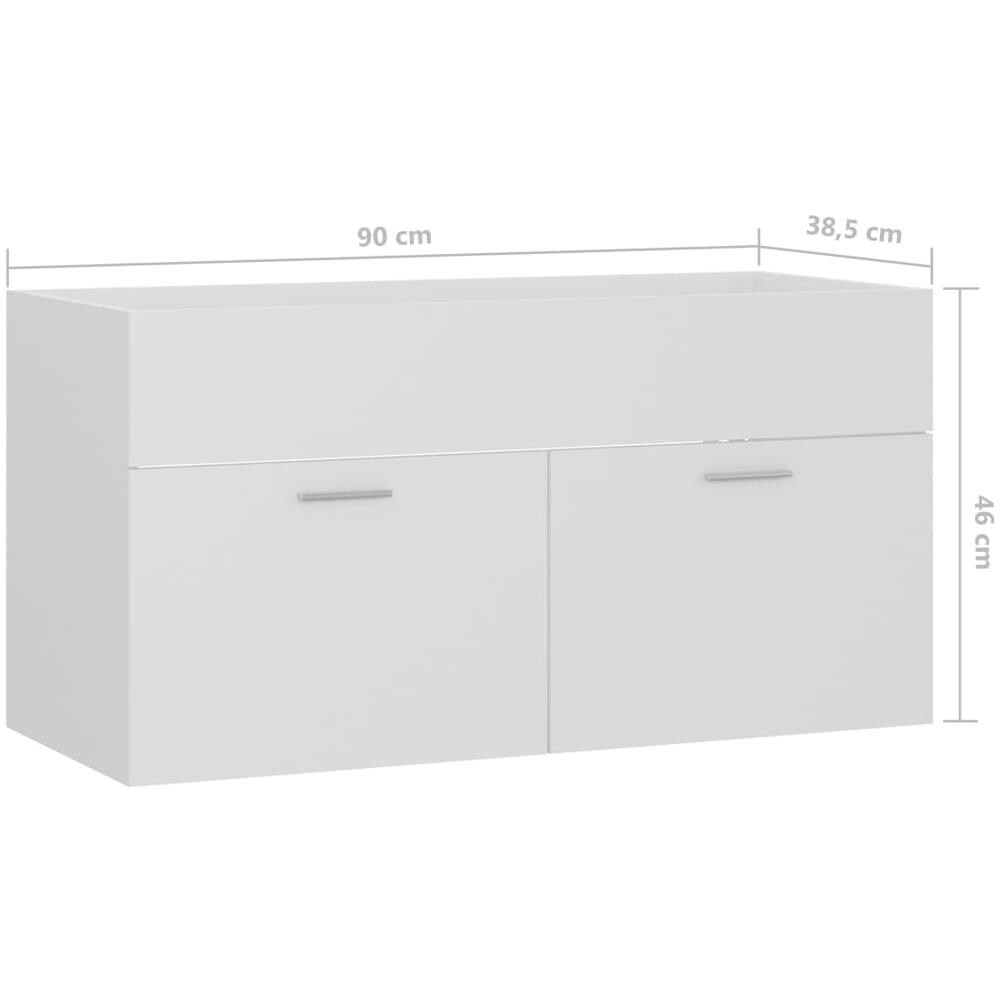 Mobile Sottolavabo Bianco 90x38,5x46 cm in Legno Multistrato - Foto 8