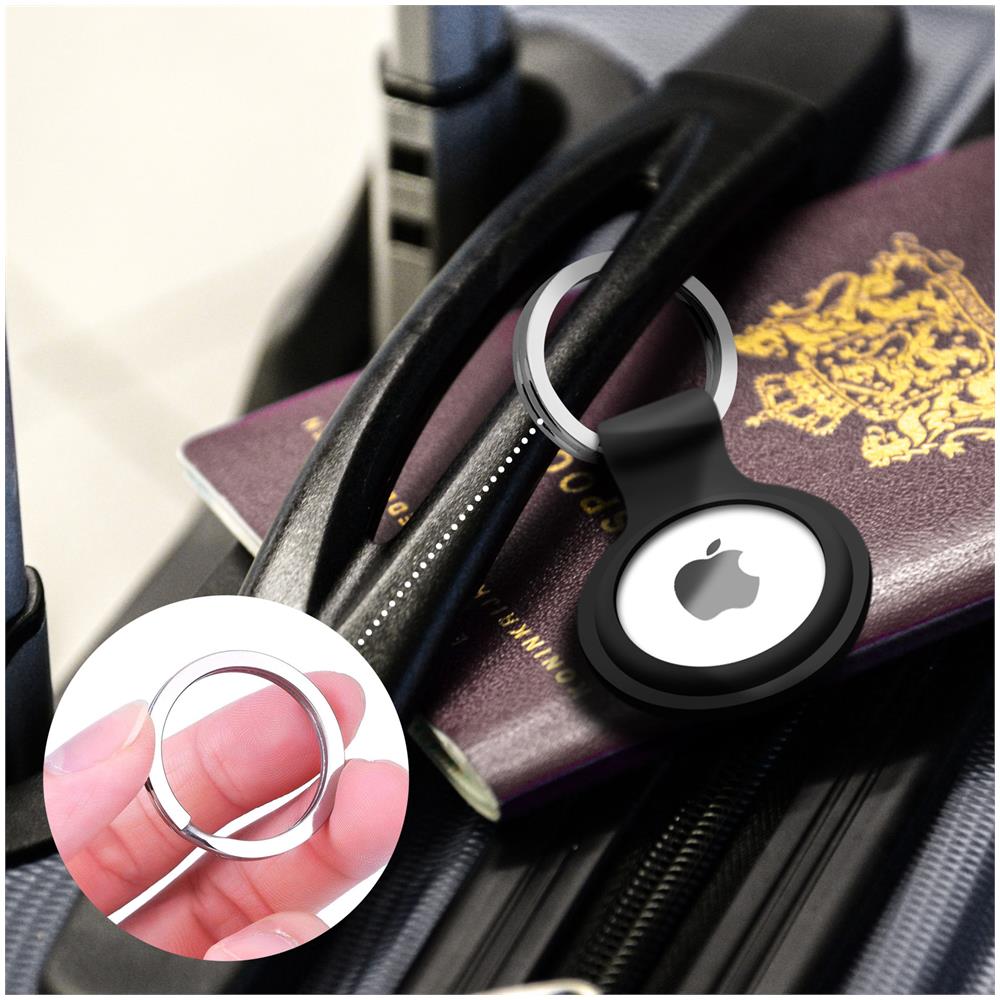 Protezione Airtag Silicone Extra-sottile Soft-touch Portachiavi Nero - Foto 2