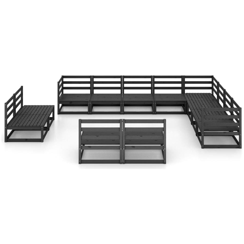 Set Divani da Giardino 12 pz Nero in Legno Massello di Pino - Foto 3