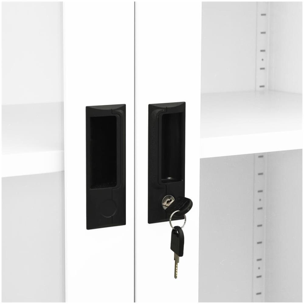Armadio Per Ufficio Bianco 90x40x180 Cm In Acciaio E Vetro - Foto 2