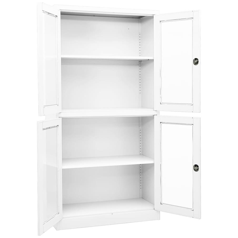 Armadio Per Ufficio Bianco 90x40x180 Cm In Acciaio E Vetro - Foto 3